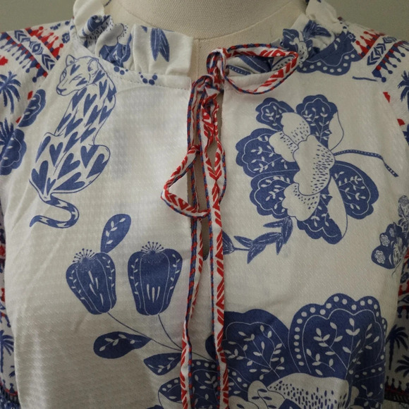 Emily Lovelock NWT Boho Style Bishop Sleeve Loose fitting Blouse size SMALL - Picture 9 of 16